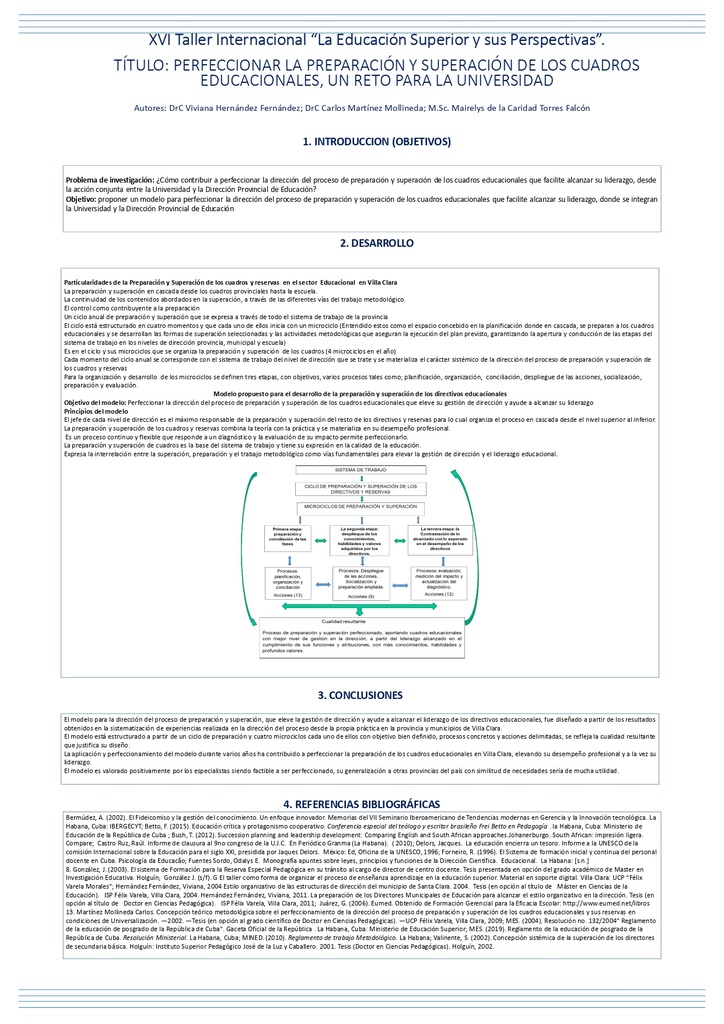 PERFECTING THE PREPARATION AND IMPROVENMENT OF EDUCATIONAL CADRES, A CHALLENGE FOR THE UNIVERSITY
