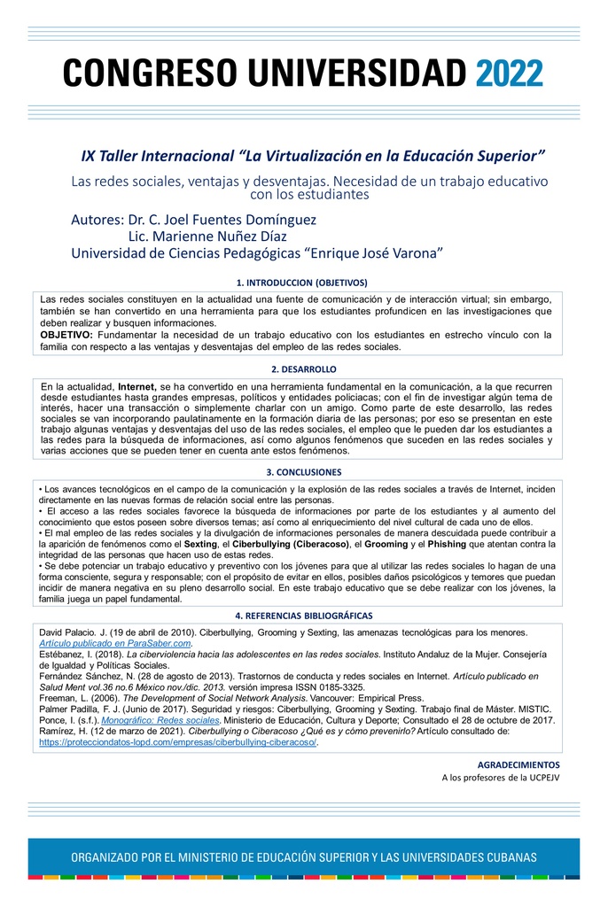 SOCIAL NETWORKS, ADVANTAGES AND DISADVANTAGES. NEED FOR  AN EDUCATIONAL JOB WITH STUDENTS